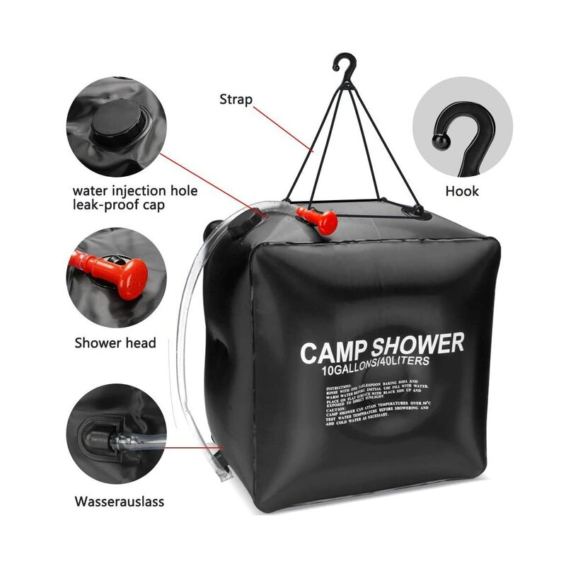Camping Shower Bag 40LT with Accessories - Image 2