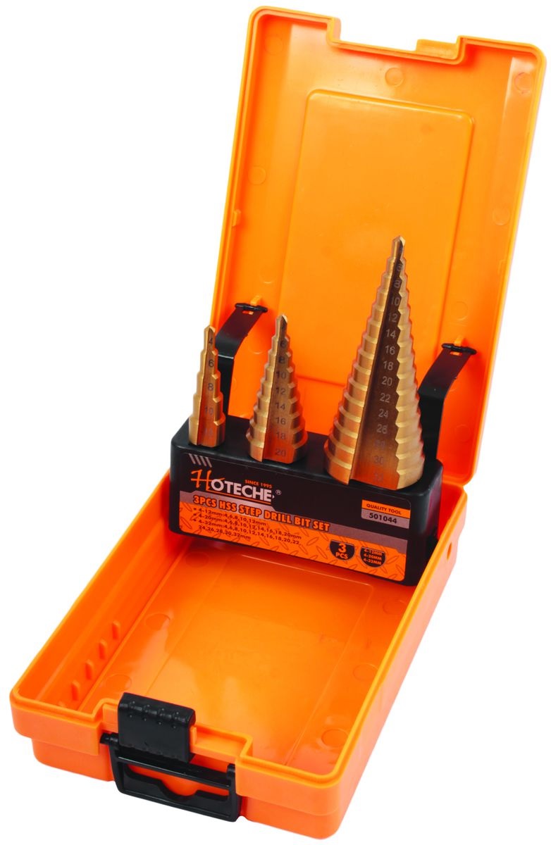 Hoteche 3 Piece HSS Step Drill Bit Set