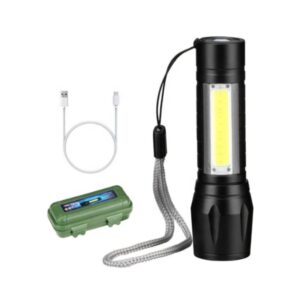 Mini Alloy USB Rechargeable Torch Flashlight with Zoom and Side Light