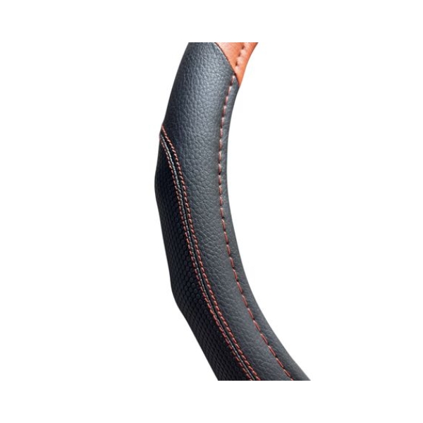 ACA Auto - Steering Wheel Cover - Black / Orange Faux Leather - Image 3