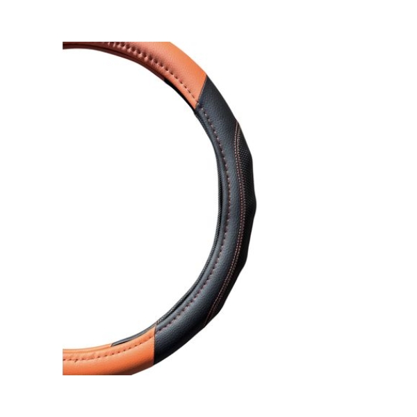 ACA Auto - Steering Wheel Cover - Black / Orange Faux Leather - Image 6