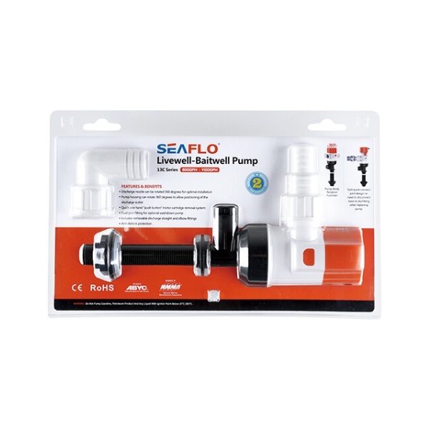 Livewell Pump 800GPH 12V 3.5Amps Straight