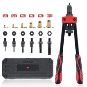 Rivet Nut Tool Set In Case - 6 Mandrels & 55 Rivet Nuts