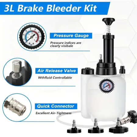 Brake and Clutch Bleeding System Tool Kit with 4 Adapters - Image 3