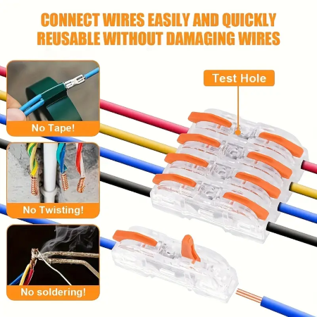 6PC Quick Push-In & Clamp Splicing Connector - Suitable for AWG28-12 - Image 3