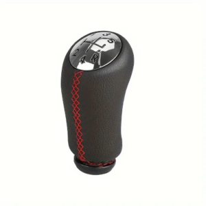 Gear Knob Silver Face for NP200 & Renault with Stitching - Red