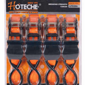 Hoteche 4PCS Ratchet Tie-Down Straps – 1" x 15FT, 1200lbs Breaking Strength