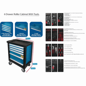 174PC Tool Set in 6 Drawer Roller Cabinet / Trolley