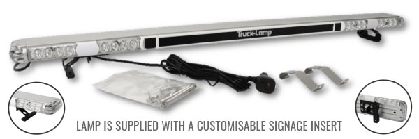 White LED Security Warning Light with Customisable Signage Insert