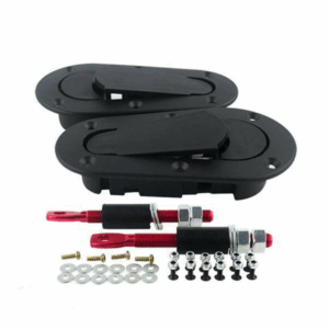 Hood Bonnet Flush Mount Latch Set - Black with Aluminium Pins