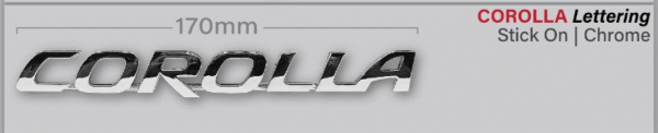Badge Corolla Lettering Stick On Chrome 170mm