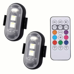 LED Vehicle / Tent Ambient Interior Lights with Remote - 2PC USB Rechargeable