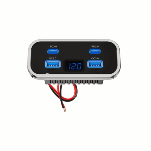 12V USB & Type-C Wall Mount Outlet 4 Ports with LED Voltage Display