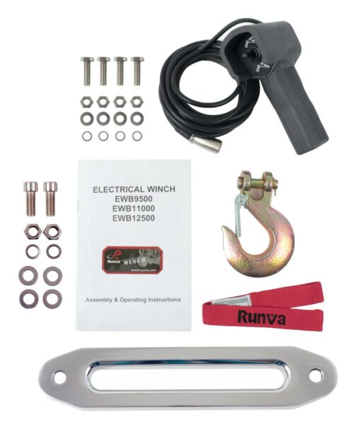 Runva - 9500LB 12V Winch Low Mount IP67 Synthetic Rope 9mm - 16000lbs (7257kg) - Image 2